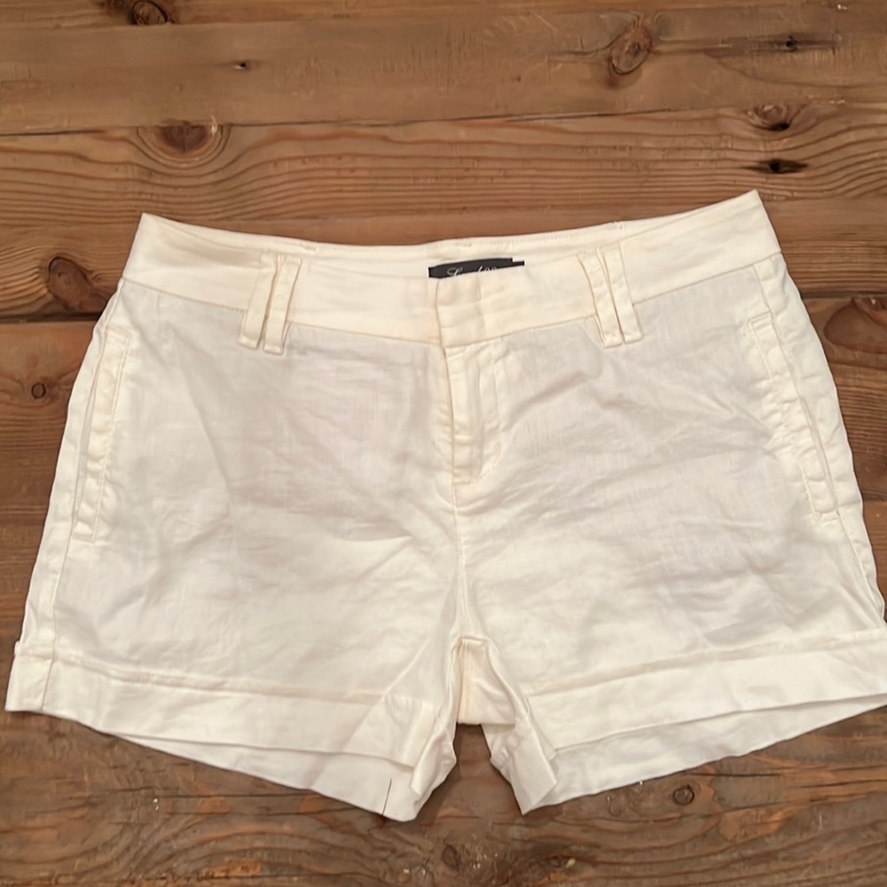 Cream Level 99 linen shorts